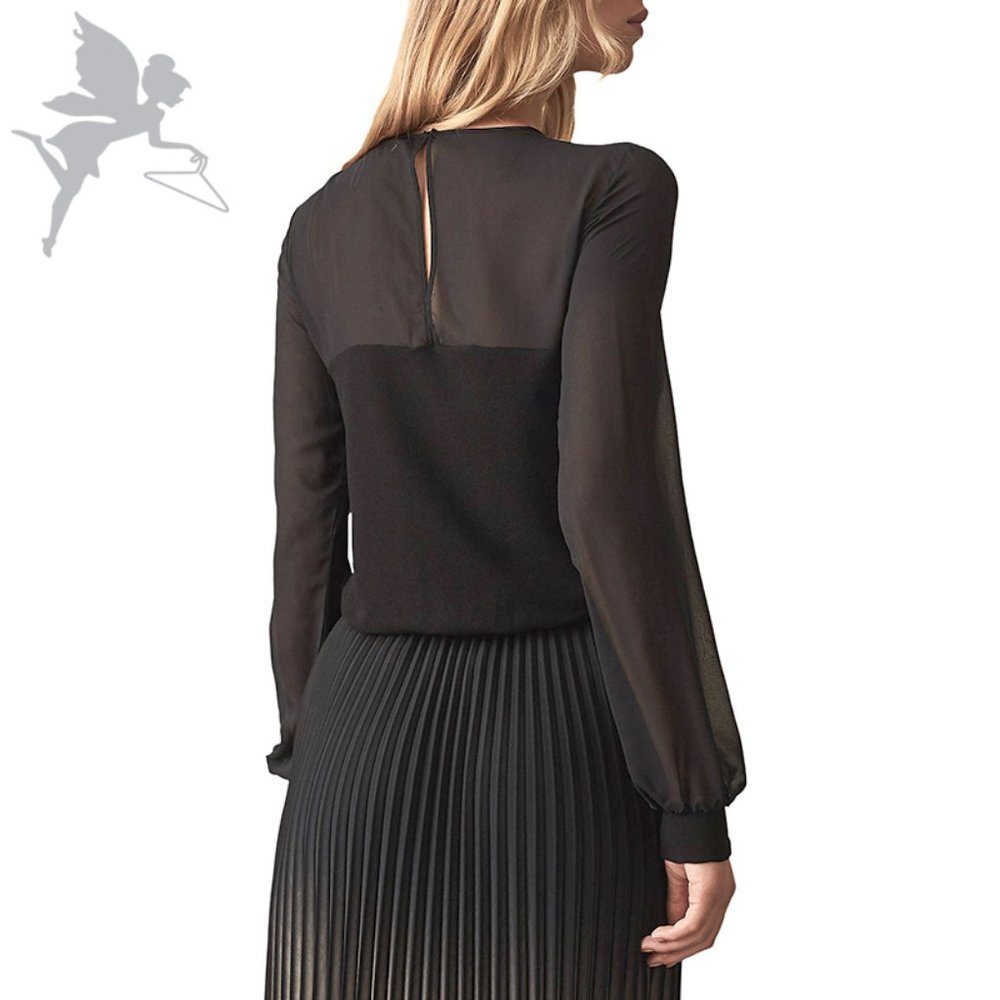 REISS Miranda Sheer Sleeve Top - Picture 2 of 9